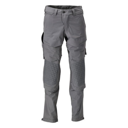 Stone Grey - Front - Mascot Mens Customised Knee Pad Pockets Long Work Trousers