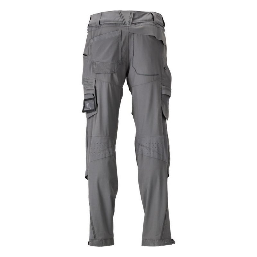 Stone Grey - Back - Mascot Mens Customised Knee Pad Pockets Long Work Trousers