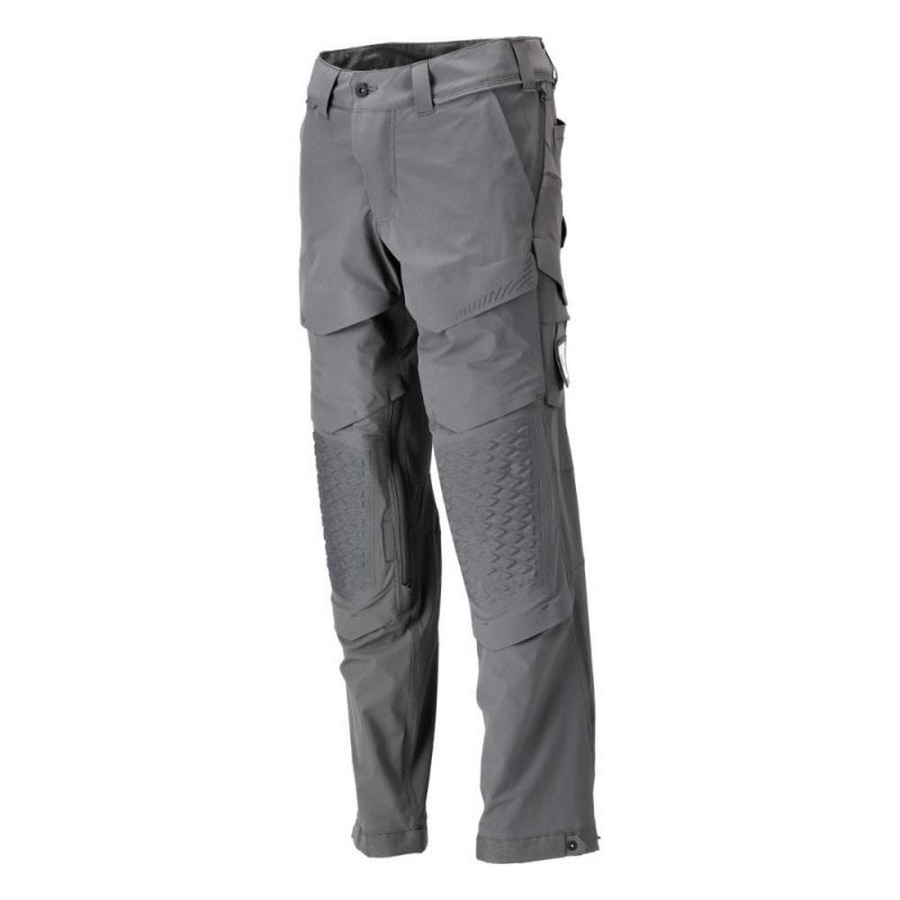 Stone Grey - Side - Mascot Mens Customised Knee Pad Pockets Long Work Trousers