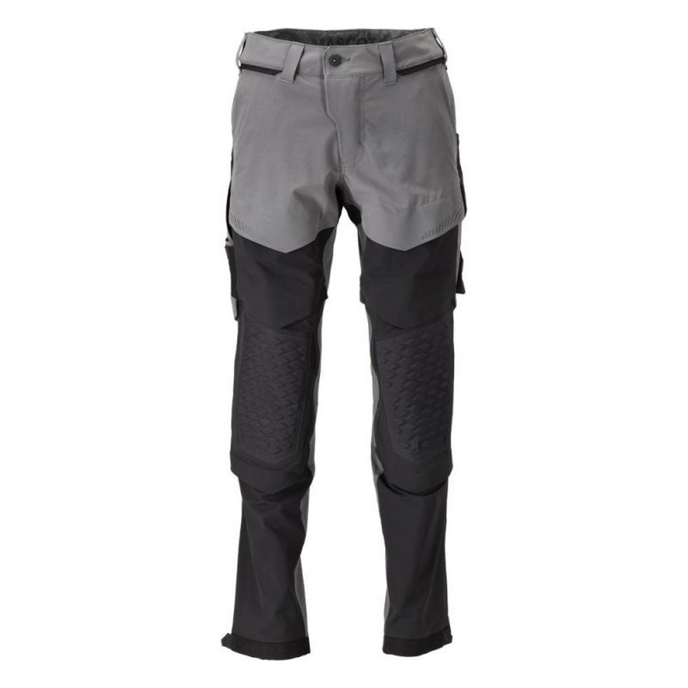 Stone Grey-Black - Front - Mascot Mens Customised Knee Pad Pockets Long Work Trousers