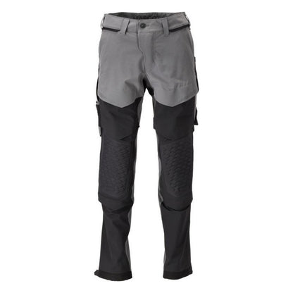 Stone Grey-Black - Front - Mascot Mens Customised Knee Pad Pockets Long Work Trousers