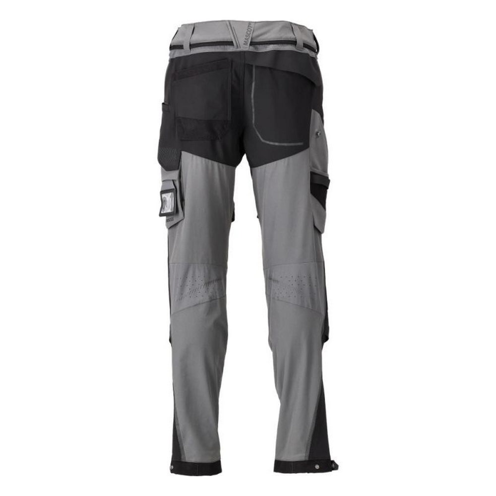 Stone Grey-Black - Back - Mascot Mens Customised Knee Pad Pockets Long Work Trousers