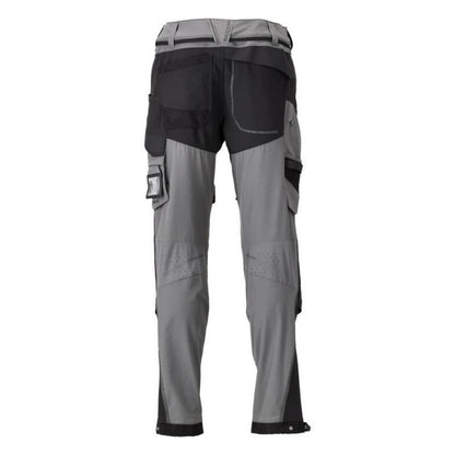 Stone Grey-Black - Back - Mascot Mens Customised Knee Pad Pockets Long Work Trousers