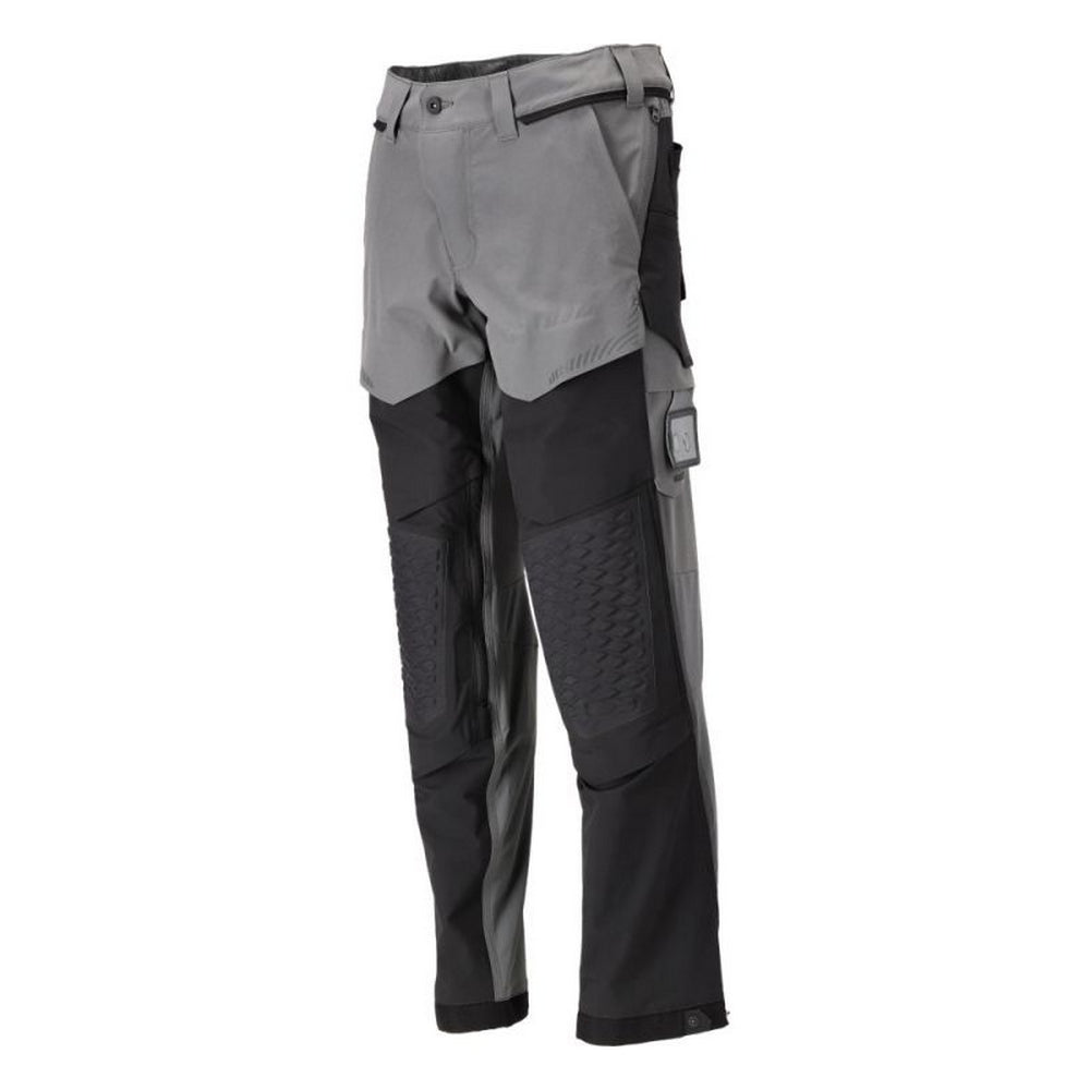 Stone Grey-Black - Side - Mascot Mens Customised Knee Pad Pockets Long Work Trousers