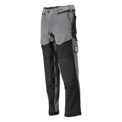 Stone Grey-Black - Side - Mascot Mens Customised Knee Pad Pockets Long Work Trousers