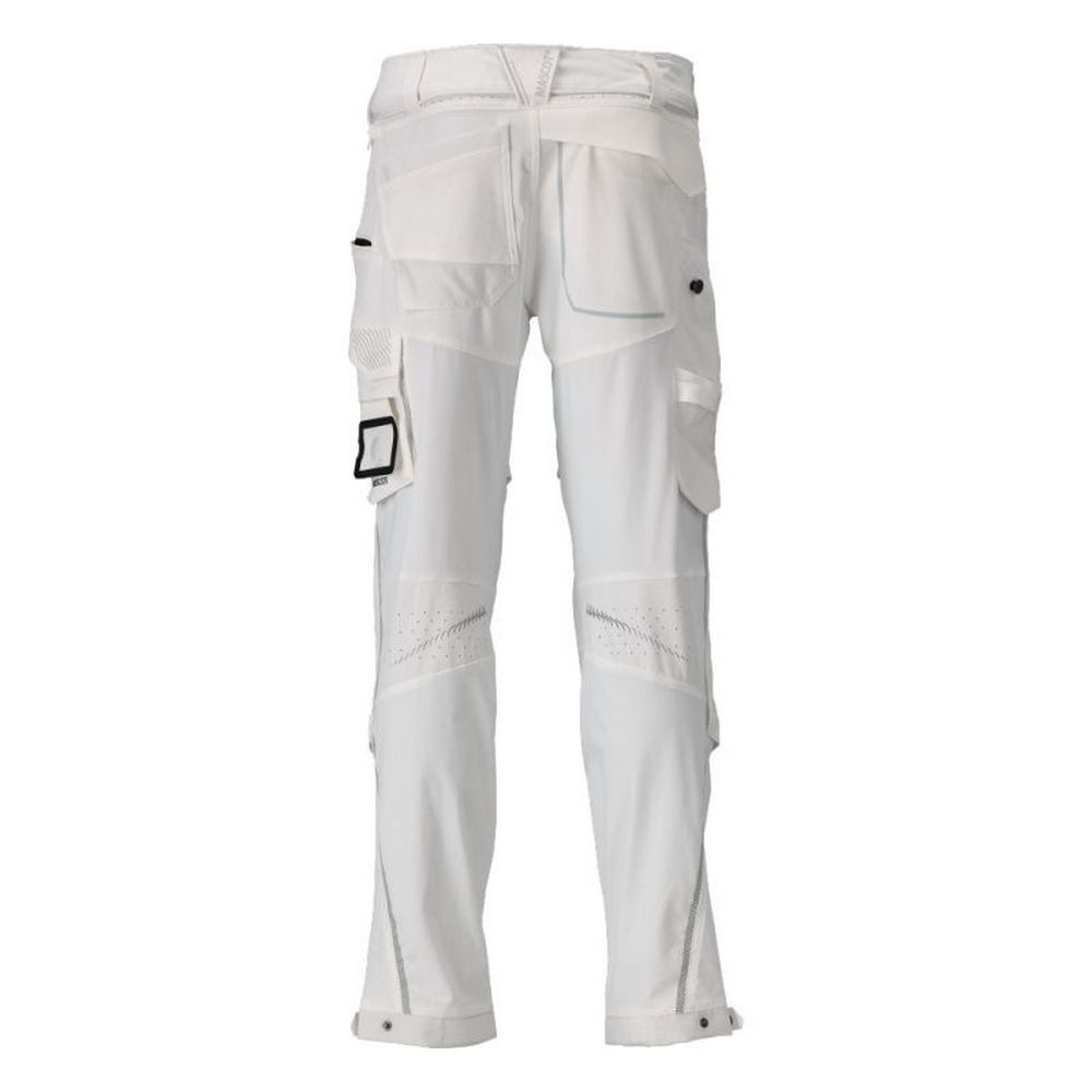 White - Back - Mascot Mens Customised Knee Pad Pockets Long Work Trousers