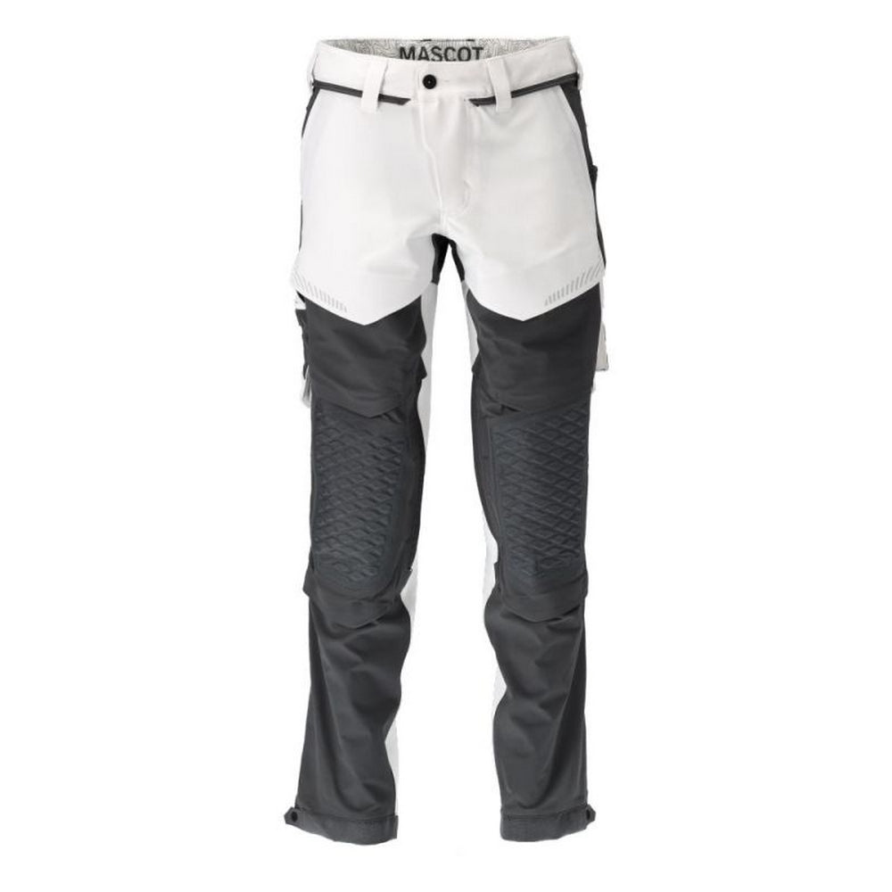 White-Stone Grey - Front - Mascot Mens Customised Knee Pad Pockets Long Work Trousers