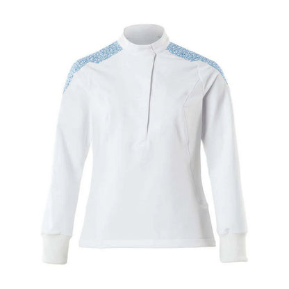 White-Azure Blue - Front - Mascot Womens-Ladies Smock Food & Care Short Apron