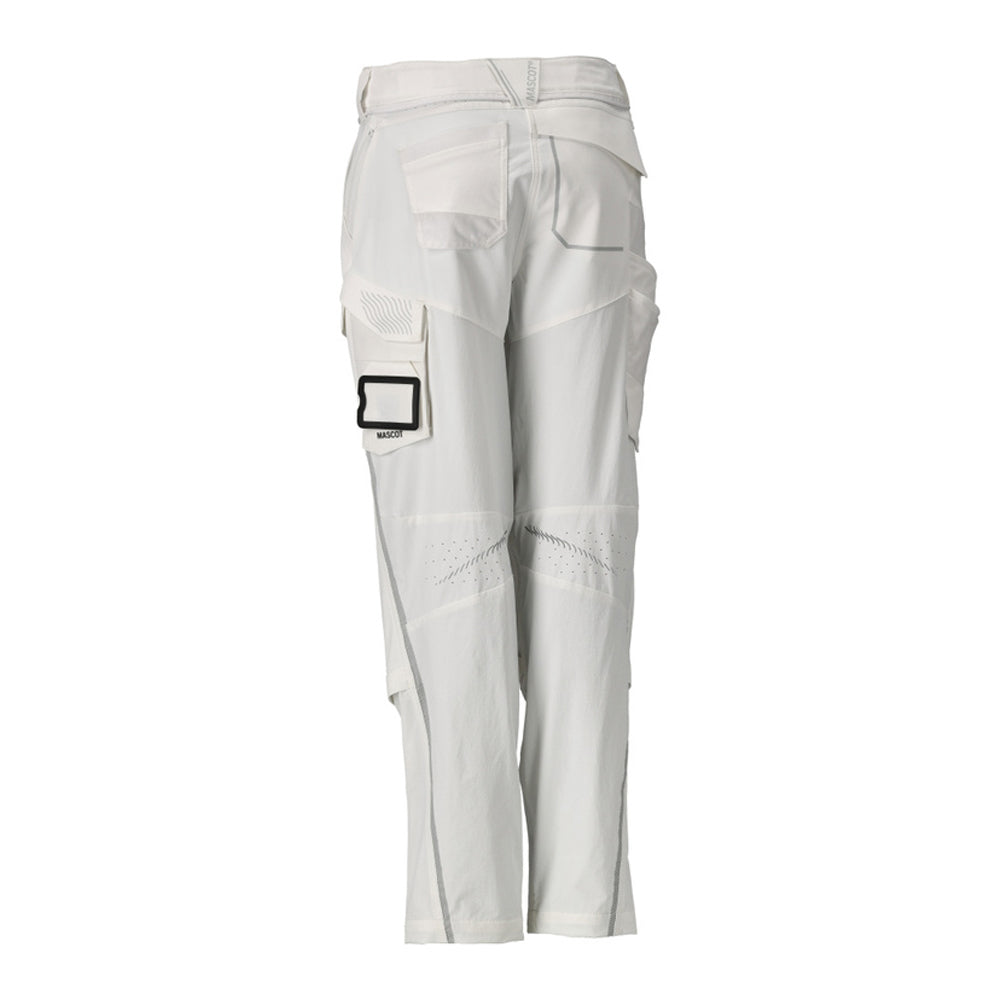 White - Back - Mascot Womens-Ladies Customised Knee Pad Pockets Fitted Work Trousers