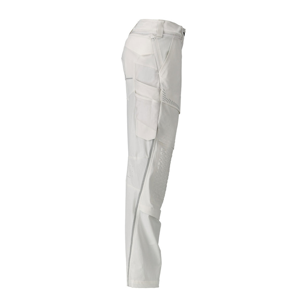 White - Side - Mascot Womens-Ladies Customised Knee Pad Pockets Fitted Work Trousers