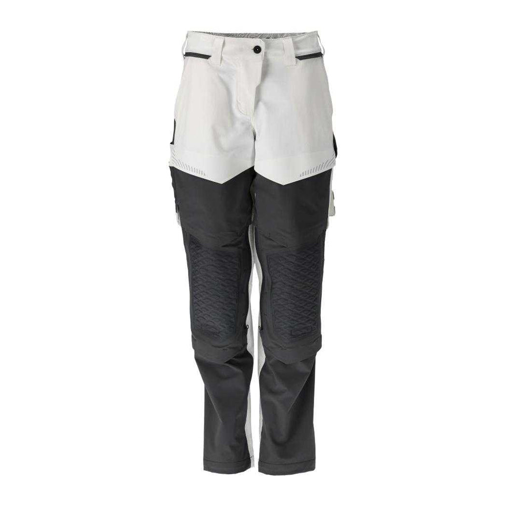 White-Stone Grey - Front - Mascot Womens-Ladies Customised Knee Pad Pockets Fitted Work Trousers
