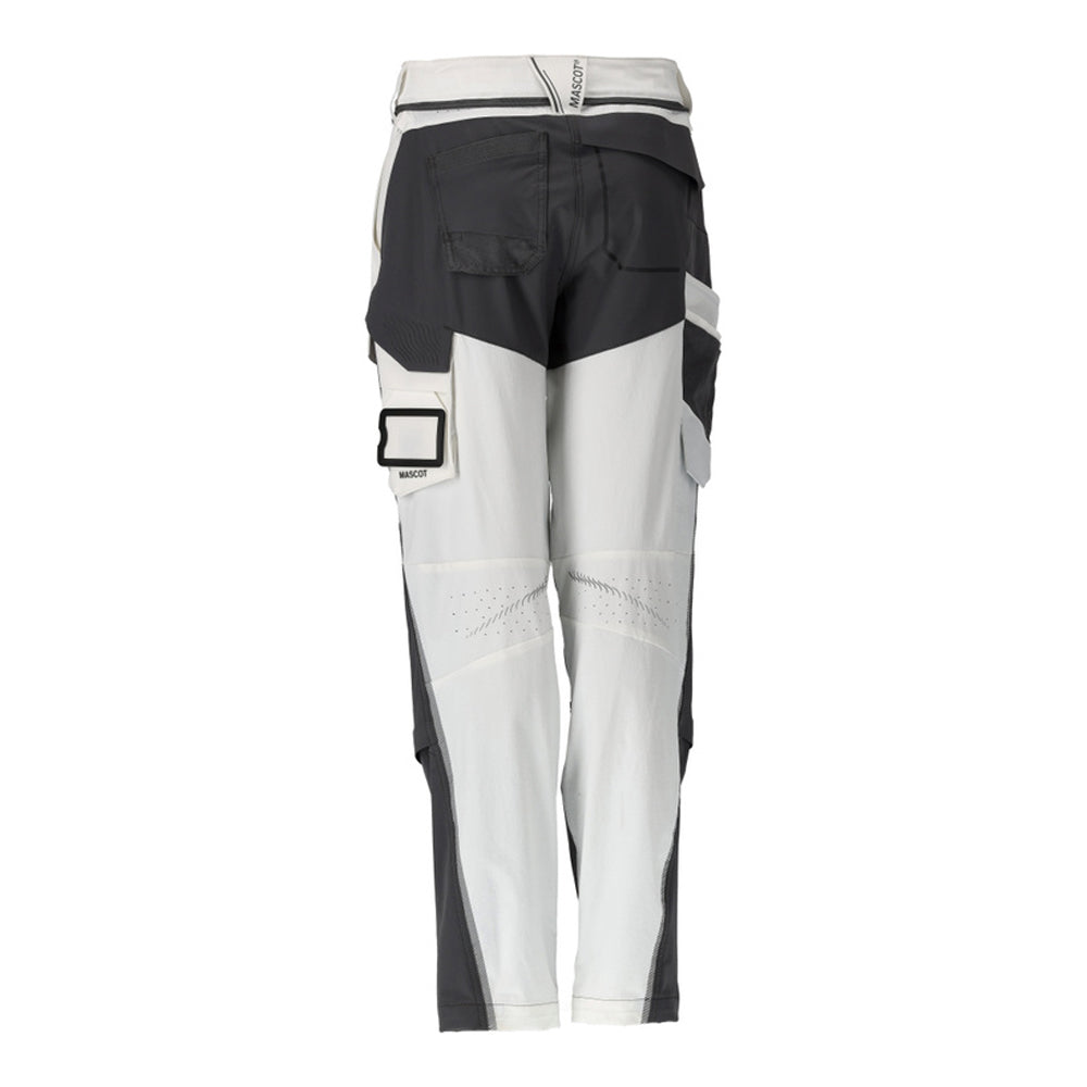 White-Stone Grey - Back - Mascot Womens-Ladies Customised Knee Pad Pockets Fitted Work Trousers