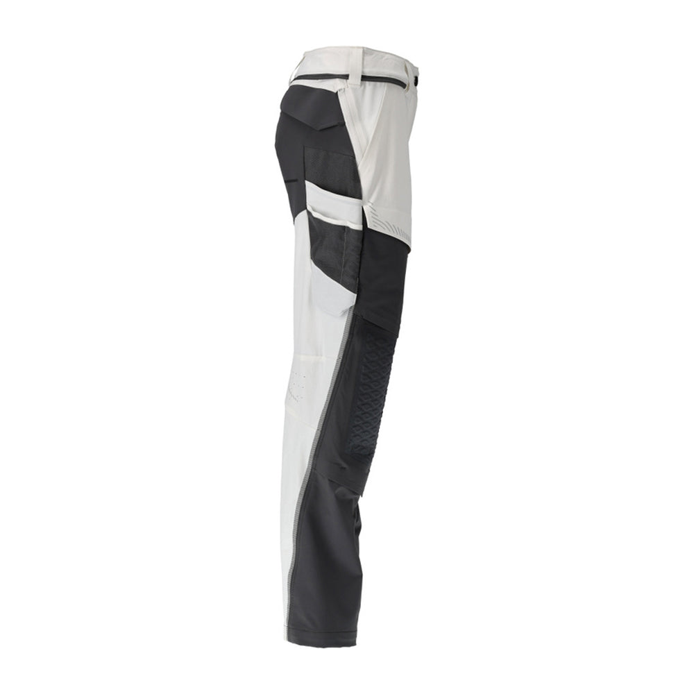 White-Stone Grey - Side - Mascot Womens-Ladies Customised Knee Pad Pockets Fitted Work Trousers
