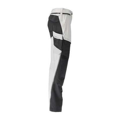 White-Stone Grey - Side - Mascot Womens-Ladies Customised Knee Pad Pockets Fitted Work Trousers