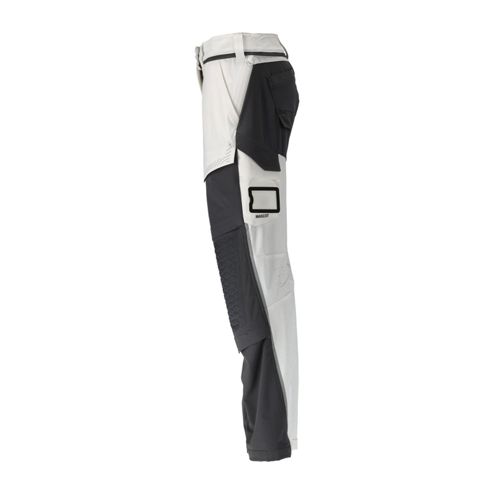 White-Stone Grey - Lifestyle - Mascot Womens-Ladies Customised Knee Pad Pockets Fitted Work Trousers
