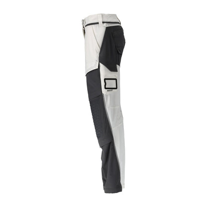 White-Stone Grey - Lifestyle - Mascot Womens-Ladies Customised Knee Pad Pockets Fitted Work Trousers