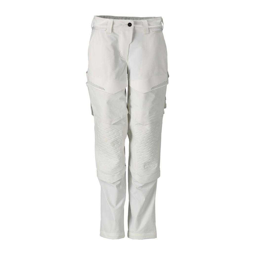 White - Front - Mascot Womens-Ladies Customised Knee Pad Pockets Fitted Work Trousers