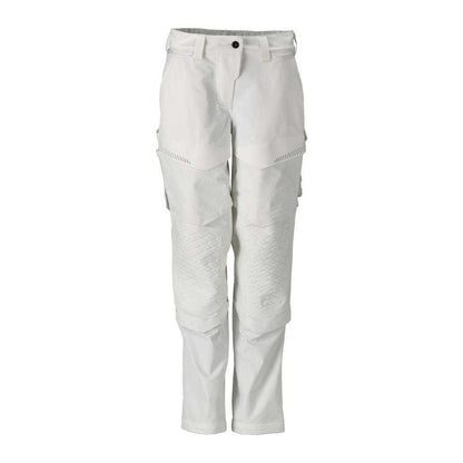 White - Front - Mascot Womens-Ladies Customised Knee Pad Pockets Fitted Work Trousers