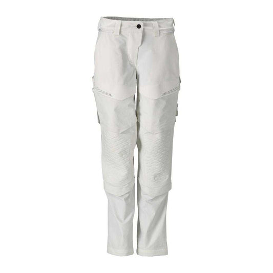 White - Front - Mascot Womens-Ladies Customised Knee Pad Pockets Fitted Work Trousers