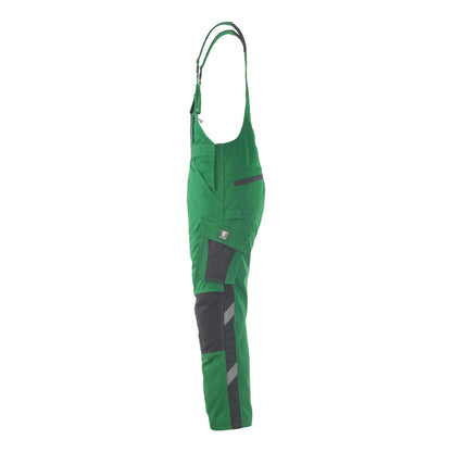 Green-Black - Side - Mascot Mens Unique Leipzig Knee Pad Pockets Work Bib And Brace Overall