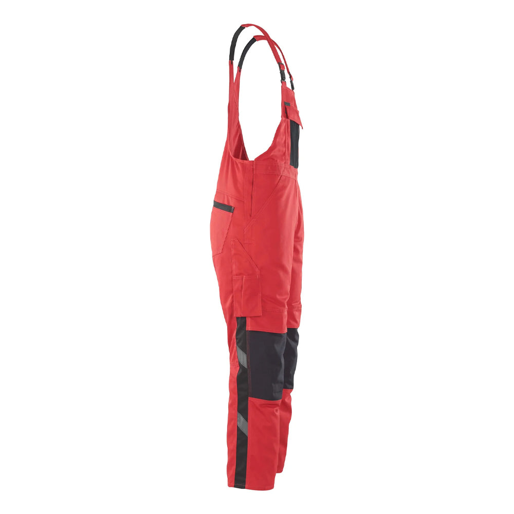 Red-Black - Back - Mascot Mens Unique Leipzig Knee Pad Pockets Work Bib And Brace Overall