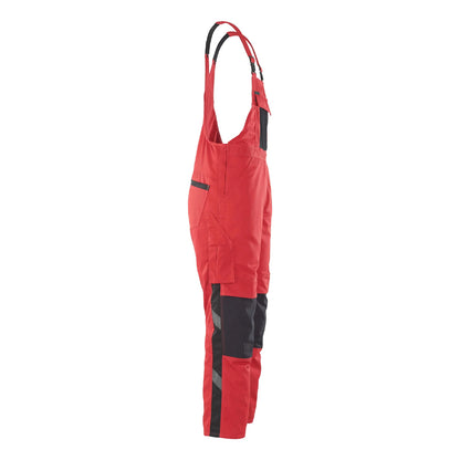 Red-Black - Back - Mascot Mens Unique Leipzig Knee Pad Pockets Work Bib And Brace Overall
