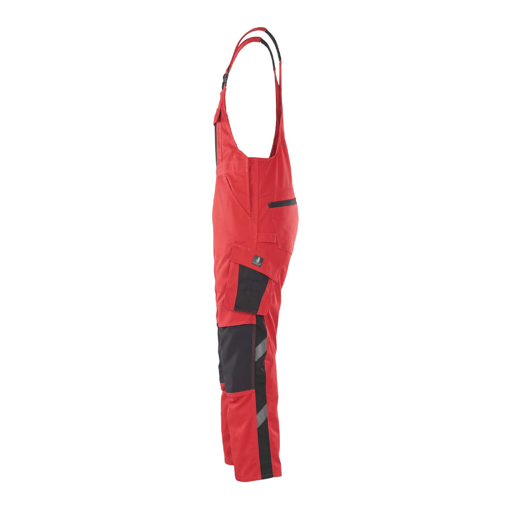 Red-Black - Side - Mascot Mens Unique Leipzig Knee Pad Pockets Work Bib And Brace Overall