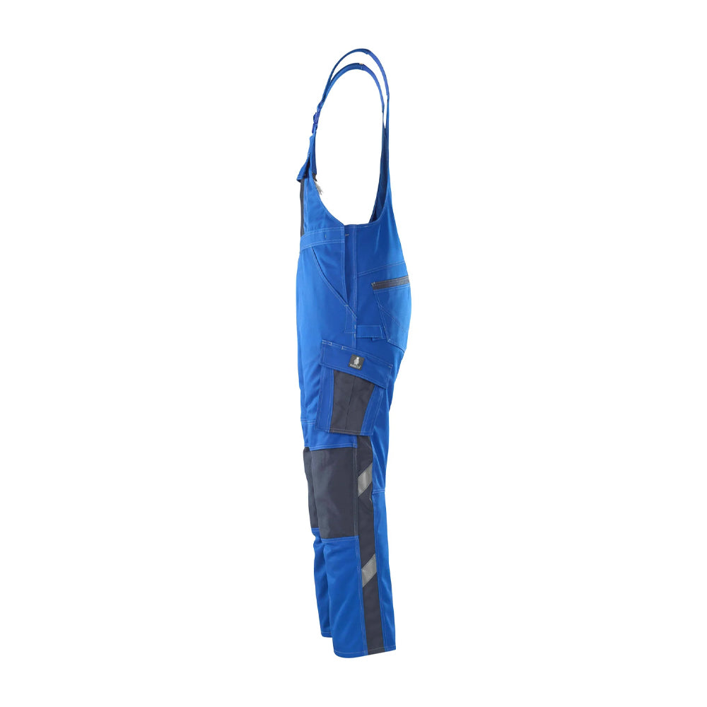 Royal Blue-Dark Navy - Side - Mascot Mens Unique Leipzig Knee Pad Pockets Work Bib And Brace Overall