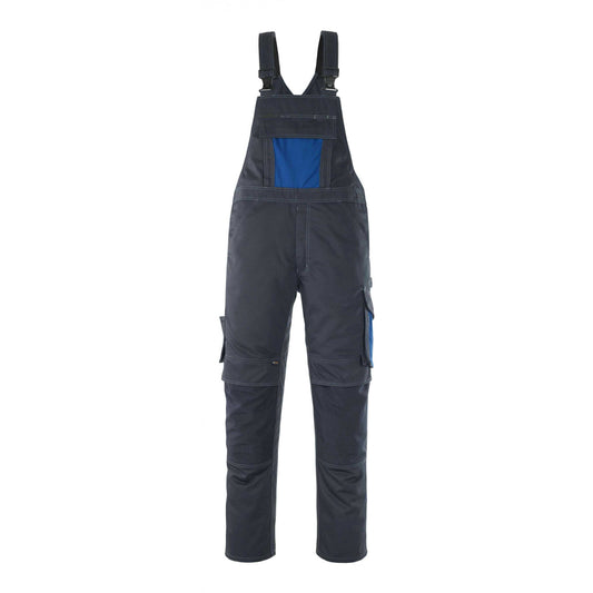 Dark Navy-Royal Blue - Front - Mascot Mens Unique Leipzig Knee Pad Pockets Work Bib And Brace Overall