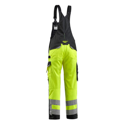 Yellow-Black - Back - Mascot Mens Newcastle Safe Supreme Hi-Vis Bib And Brace Overall