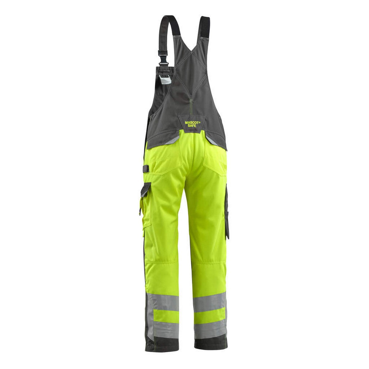 Yellow-Dark Anthracite - Back - Mascot Mens Newcastle Safe Supreme Hi-Vis Bib And Brace Overall