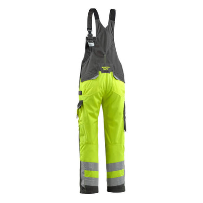 Yellow-Dark Anthracite - Back - Mascot Mens Newcastle Safe Supreme Hi-Vis Bib And Brace Overall