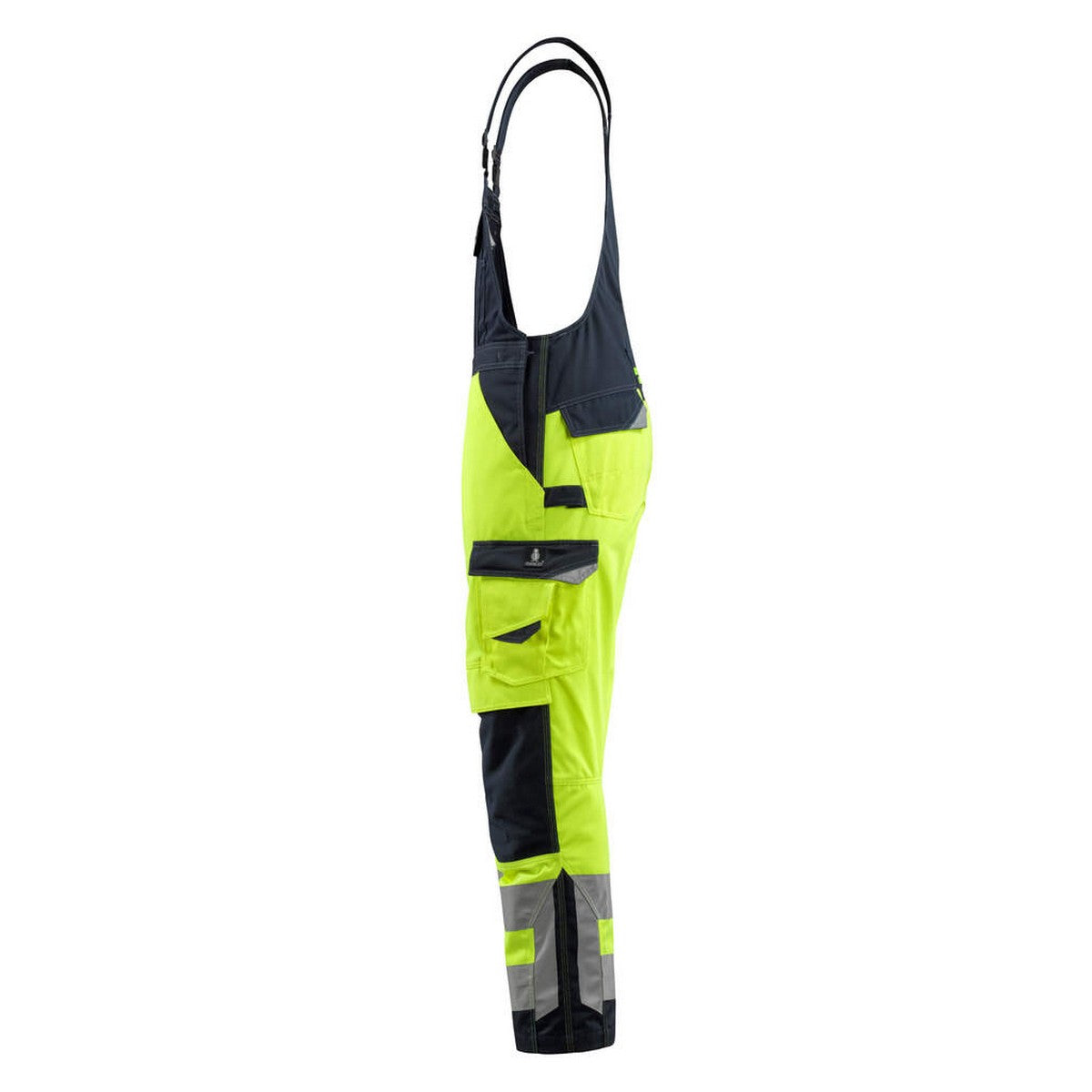 Yellow-Dark Navy - Side - Mascot Mens Newcastle Safe Supreme Hi-Vis Bib And Brace Overall