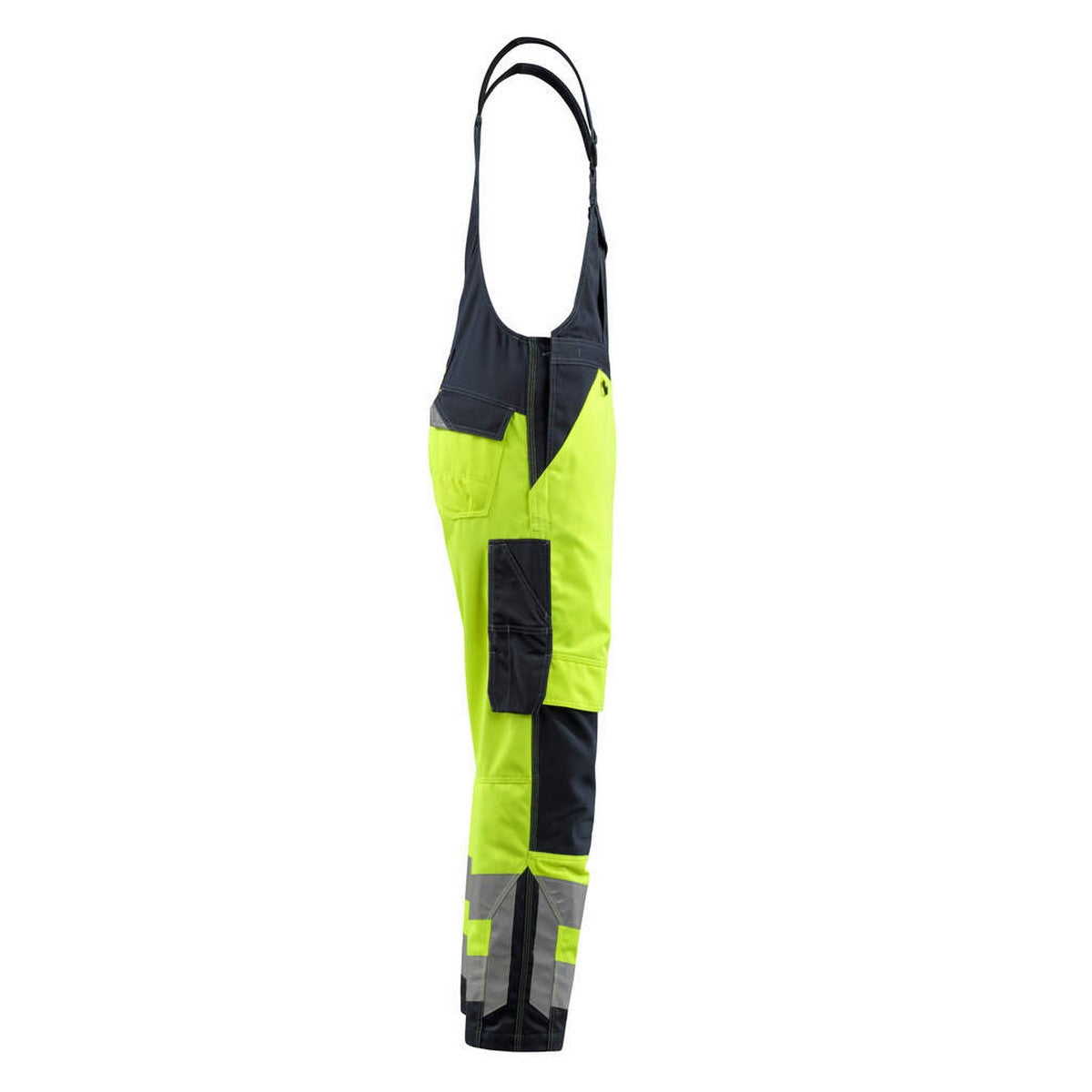 Yellow-Dark Navy - Lifestyle - Mascot Mens Newcastle Safe Supreme Hi-Vis Bib And Brace Overall