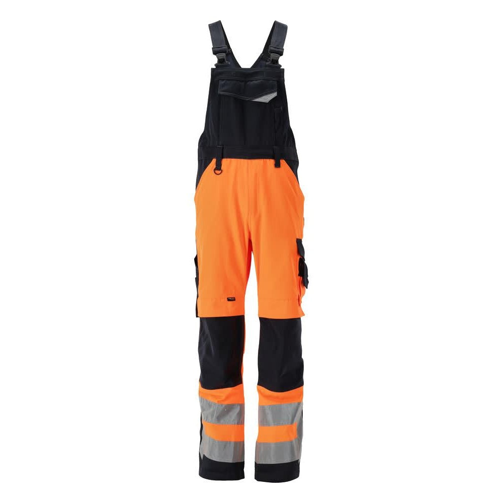 Hi Vis Orange-Dark Navy - Front - Mascot Mens Newcastle Safe Supreme Hi-Vis Bib And Brace Overall