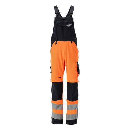 Hi Vis Orange-Dark Navy - Front - Mascot Mens Newcastle Safe Supreme Hi-Vis Bib And Brace Overall