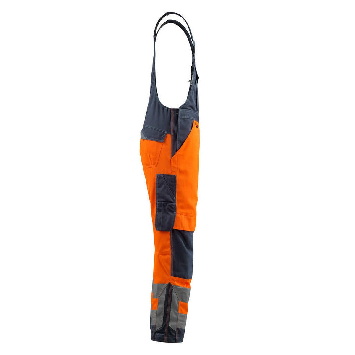 Orange-Dark Navy - Lifestyle - Mascot Mens Newcastle Safe Supreme Hi-Vis Bib And Brace Overall