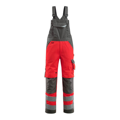 Red-Dark Anthracite - Front - Mascot Mens Newcastle Safe Supreme Hi-Vis Bib And Brace Overall