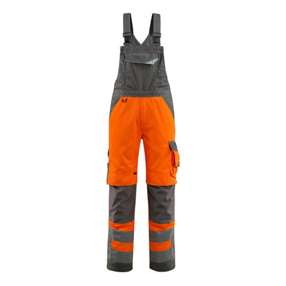Orange-Dark Anthracite - Front - Mascot Mens Newcastle Safe Supreme Hi-Vis Bib And Brace Overall