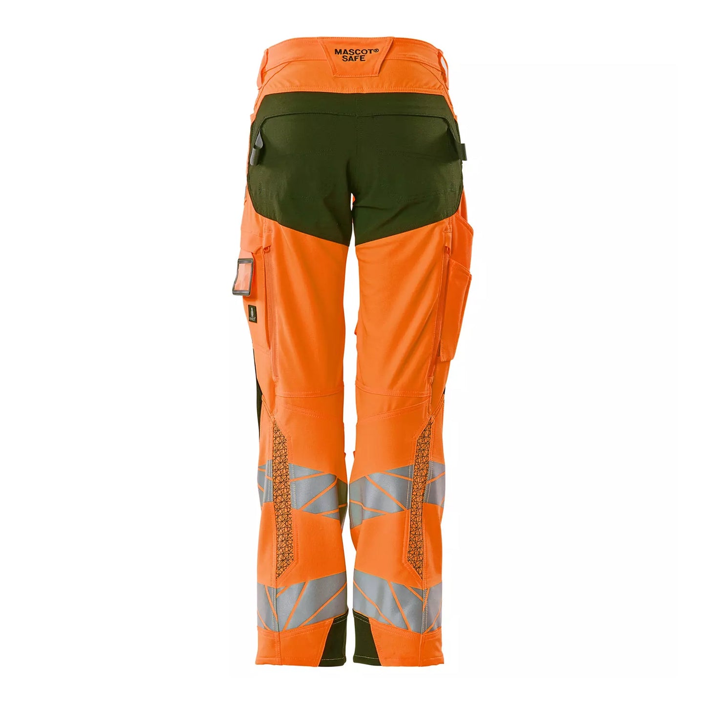 Orange-Moss Green - Back - Mascot Womens-Ladies Accelerate Safe Hi-Vis Work Trousers