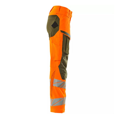 Orange-Moss Green - Lifestyle - Mascot Womens-Ladies Accelerate Safe Hi-Vis Work Trousers