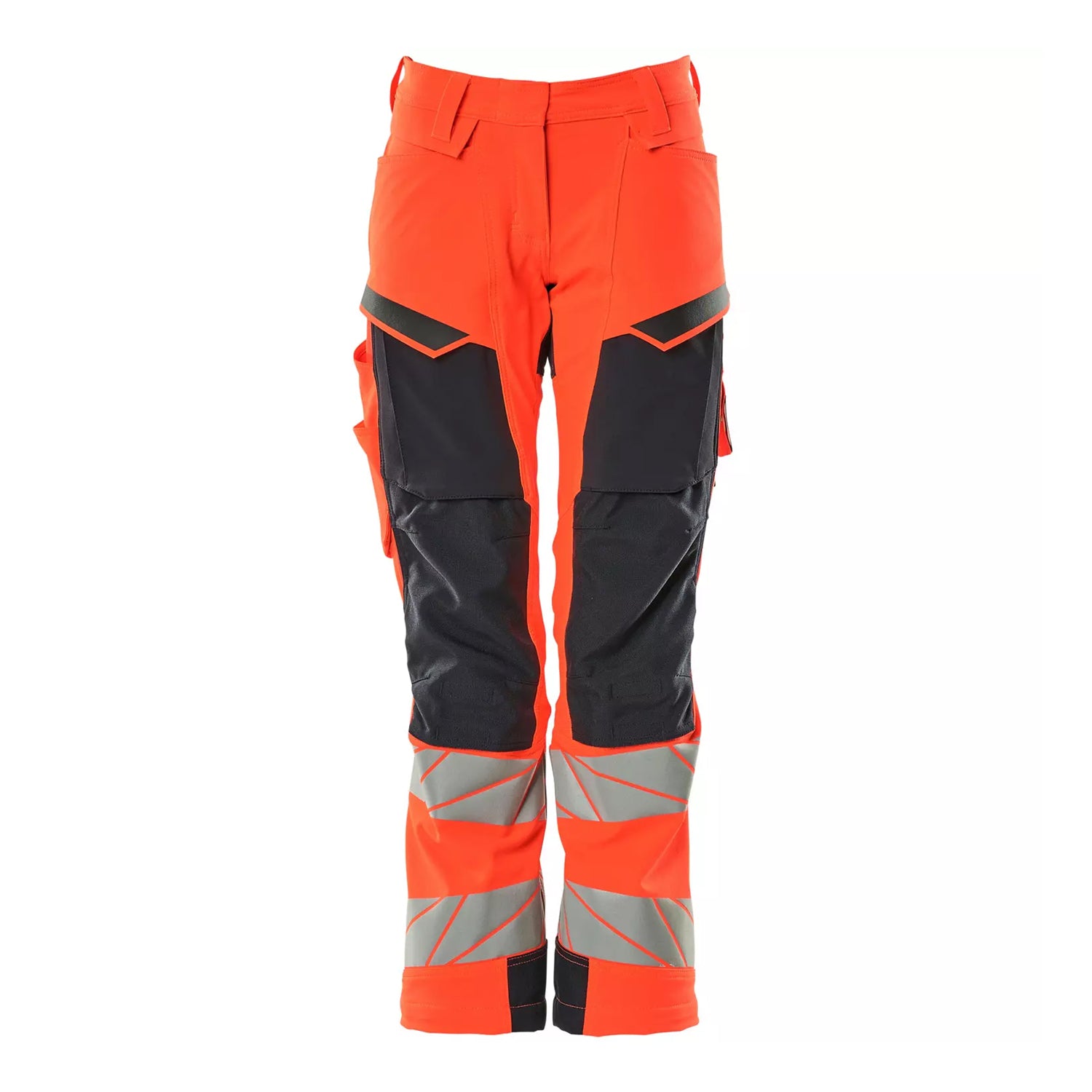 Red-Dark Navy - Front - Mascot Womens-Ladies Accelerate Safe Hi-Vis Work Trousers