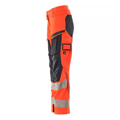 Red-Dark Navy - Side - Mascot Womens-Ladies Accelerate Safe Hi-Vis Work Trousers