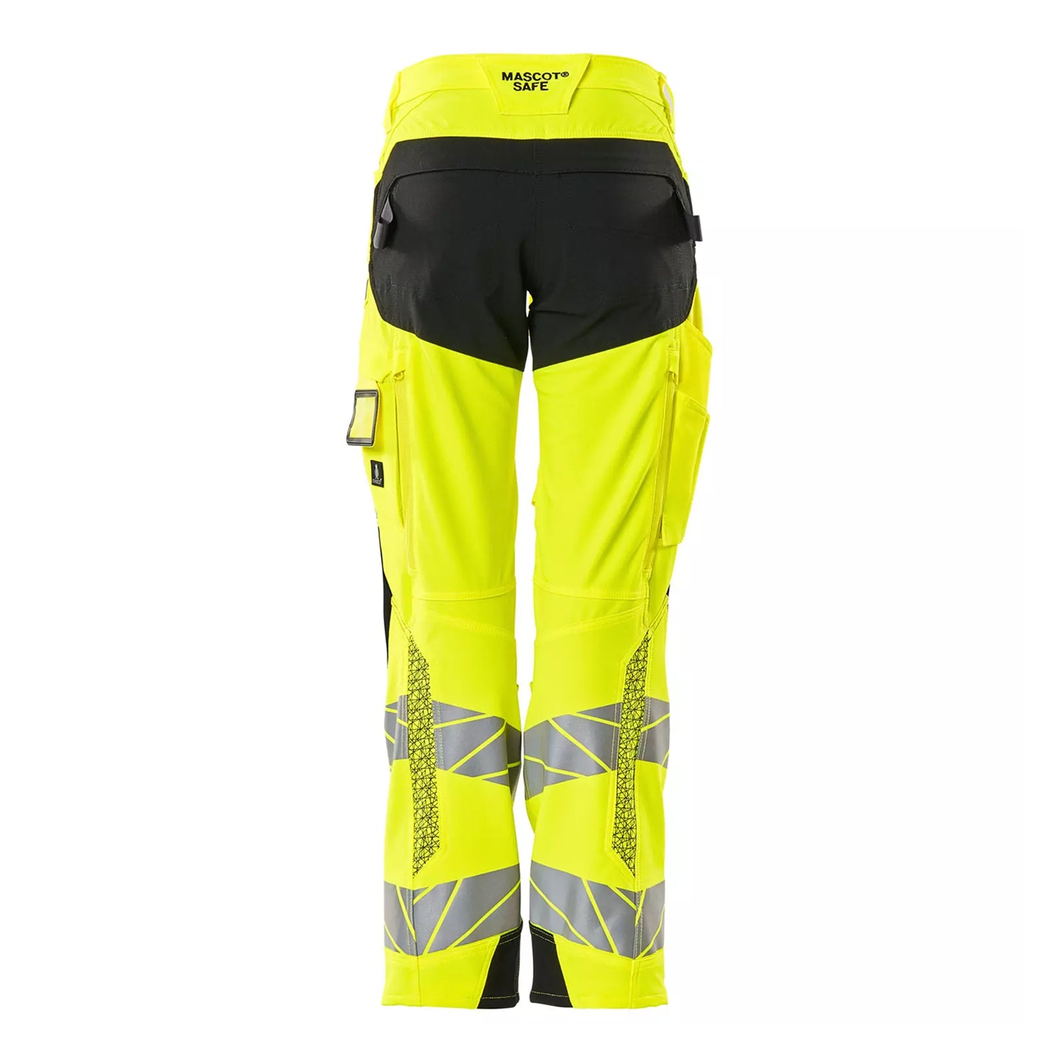 Yellow-Black - Back - Mascot Womens-Ladies Accelerate Safe Hi-Vis Work Trousers