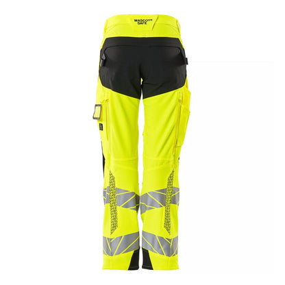 Yellow-Black - Back - Mascot Womens-Ladies Accelerate Safe Hi-Vis Work Trousers