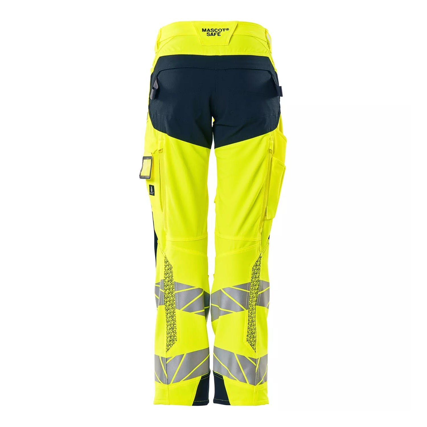 Yellow-Dark Navy - Back - Mascot Womens-Ladies Accelerate Safe Hi-Vis Work Trousers