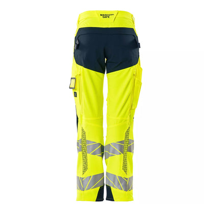 Yellow-Dark Navy - Back - Mascot Womens-Ladies Accelerate Safe Hi-Vis Work Trousers