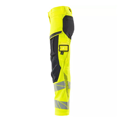 Yellow-Dark Navy - Side - Mascot Womens-Ladies Accelerate Safe Hi-Vis Work Trousers