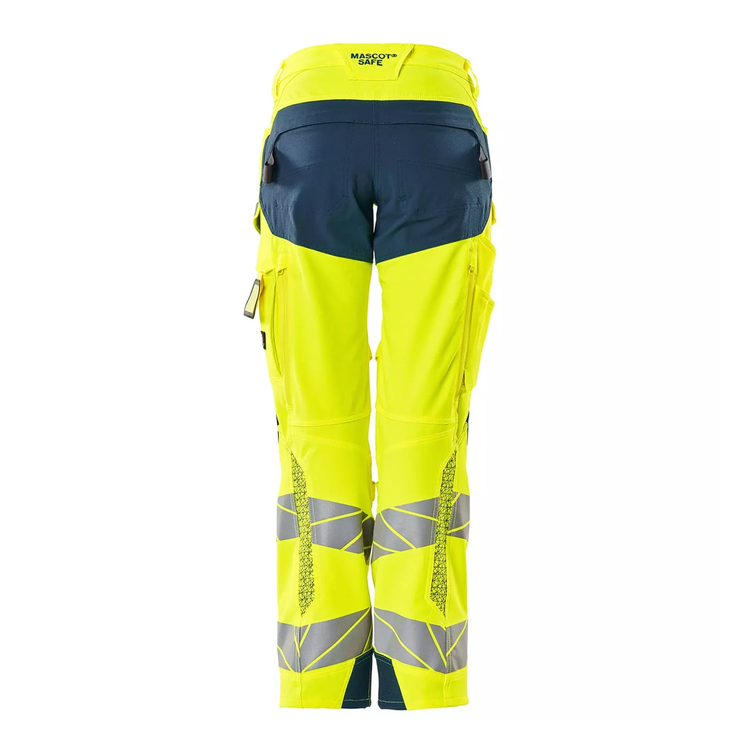 Yellow-Dark Petroleum - Back - Mascot Womens-Ladies Accelerate Safe Hi-Vis Work Trousers