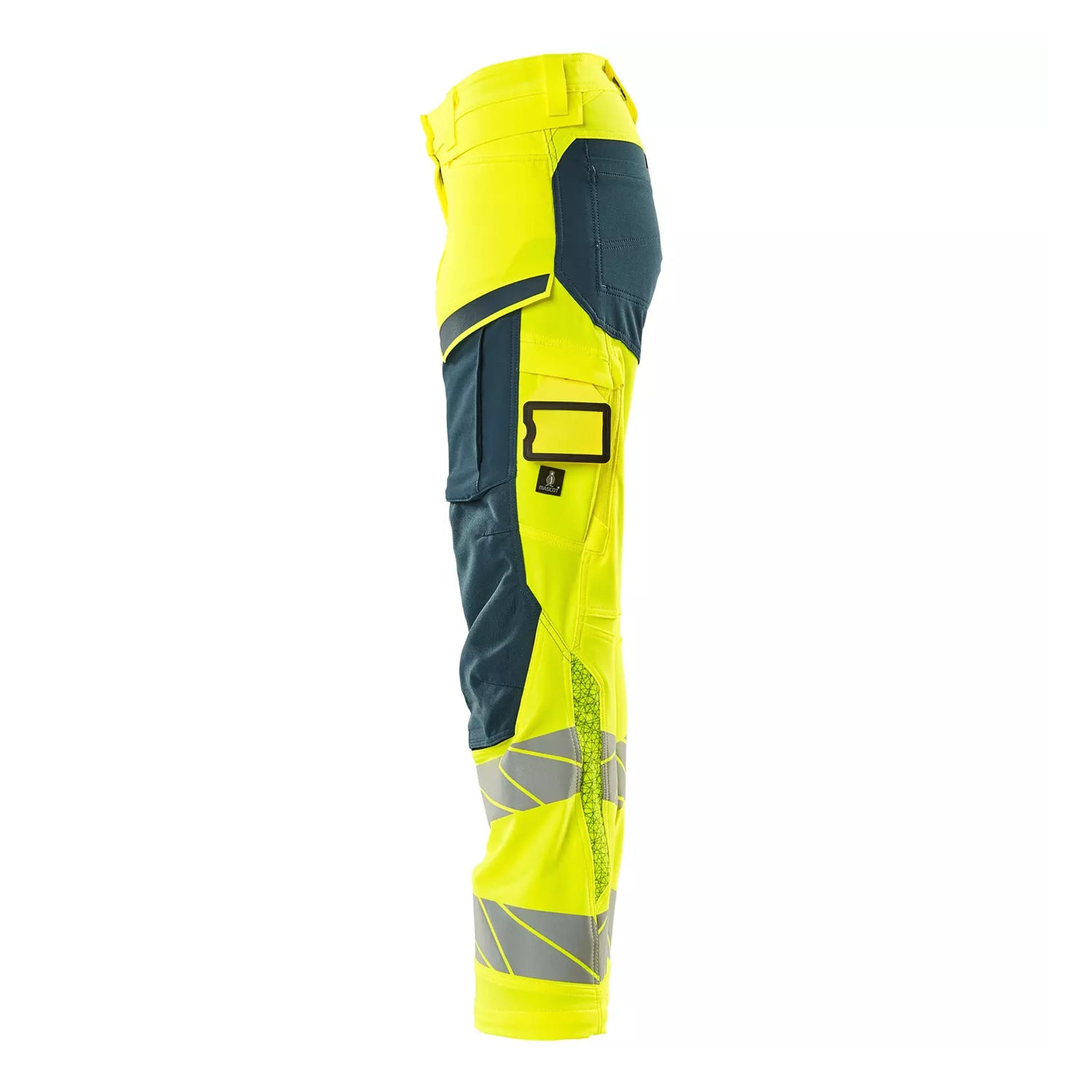 Yellow-Dark Petroleum - Side - Mascot Womens-Ladies Accelerate Safe Hi-Vis Work Trousers